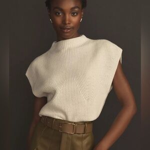 Maeve Mock-Neck Muscle Crop Sleeveless Sweater